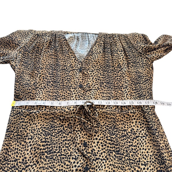 Emerson Fry May Dress Little Cheetah 100% Silk Midi Dress Long Sleeve Medium M - Picture 13 of 15